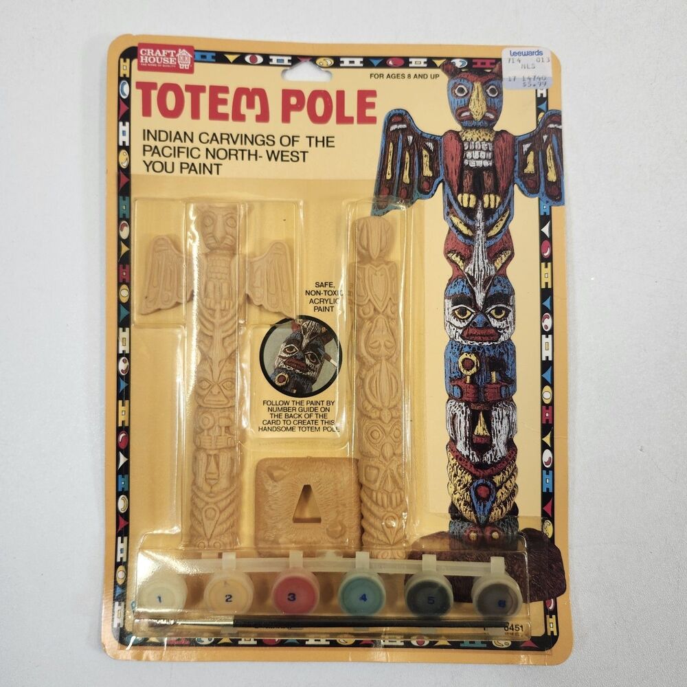 Craft House Totem Pole Indian Carvings Paint by Number Set NOS NEW Vintage 1991